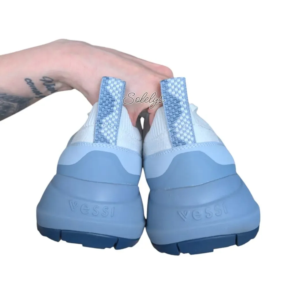 Vessi Stormburst Low Womens 11 Tidal Blue Waterproof Knit Dyma-Tex Sneaker Boot